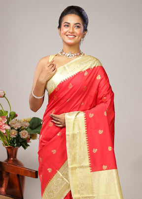 Red Kanjivaram Silk Saree With Blouse Piece