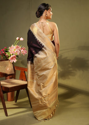 Purple Gadwal Pure Silk Saree Without Blouse Piece