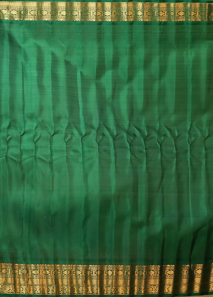 Green Gadwal Pure Silk Saree Without Blouse Piece
