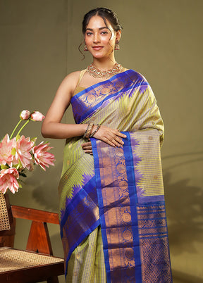 Green Gadwal Pure Silk Saree Without Blouse Piece