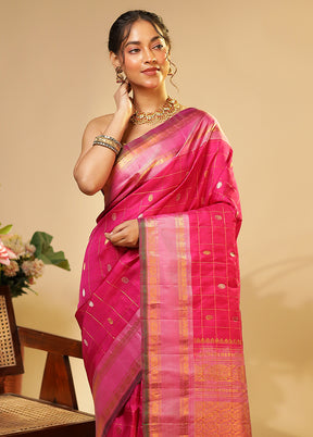 Pink Gadwal Pure Silk Saree Without Blouse Piece