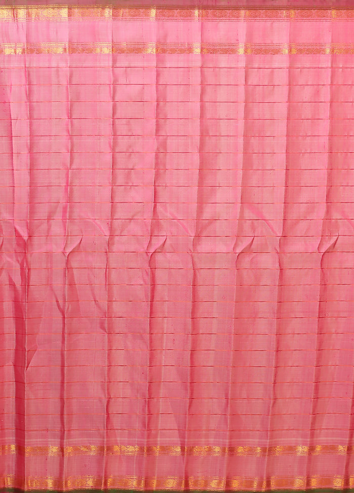 Pink Gadwal Pure Silk Saree Without Blouse Piece