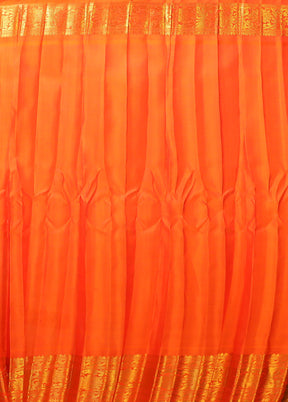 Orange Gadwal Pure Silk Saree With Blouse Piece