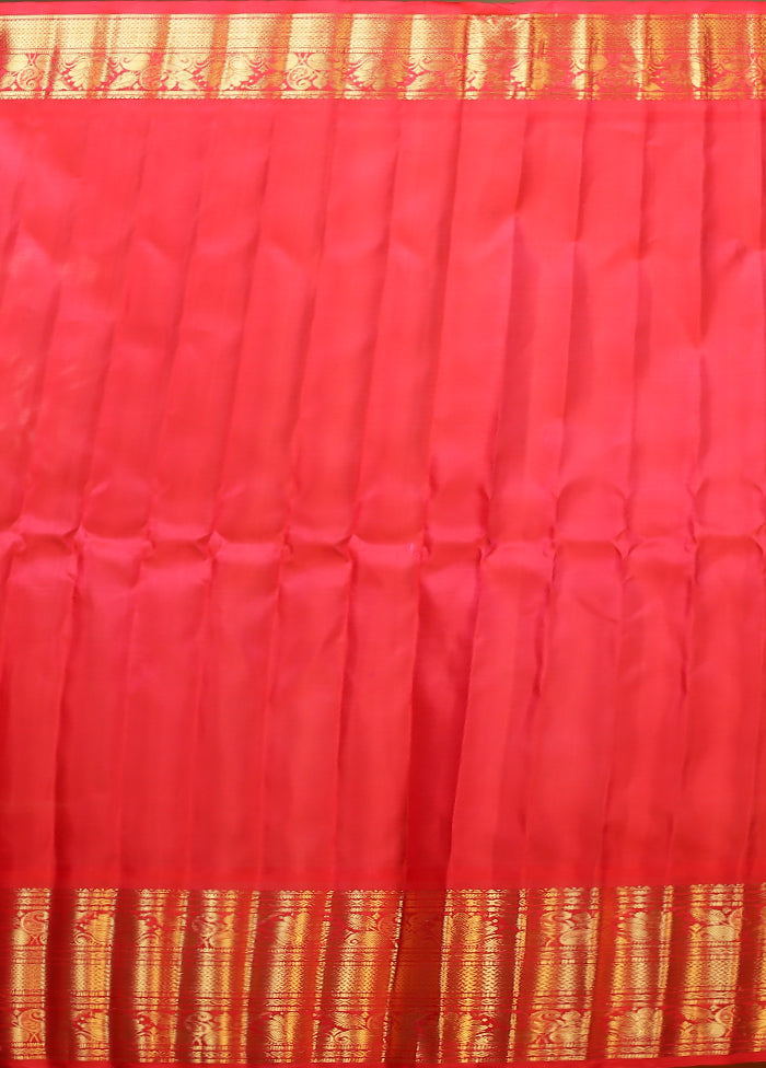 Yellow Gadwal Pure Silk Saree Without Blouse Piece