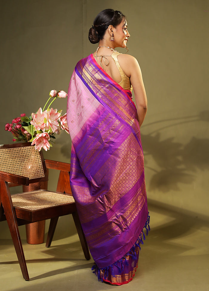 Pink Gadwal Pure Silk Saree Without Blouse Piece