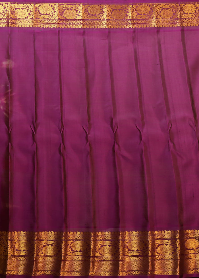 Purple Gadwal Pure Silk Saree Without Blouse Piece