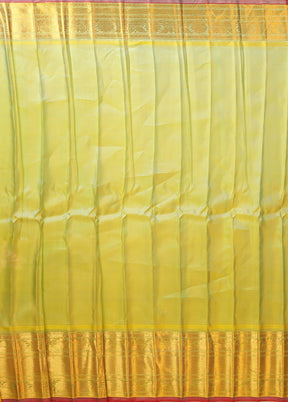 Blue Gadwal Pure Silk Saree Without Blouse Piece