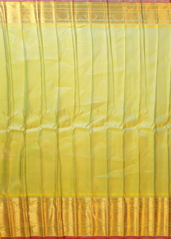 Blue Gadwal Pure Silk Saree Without Blouse Piece