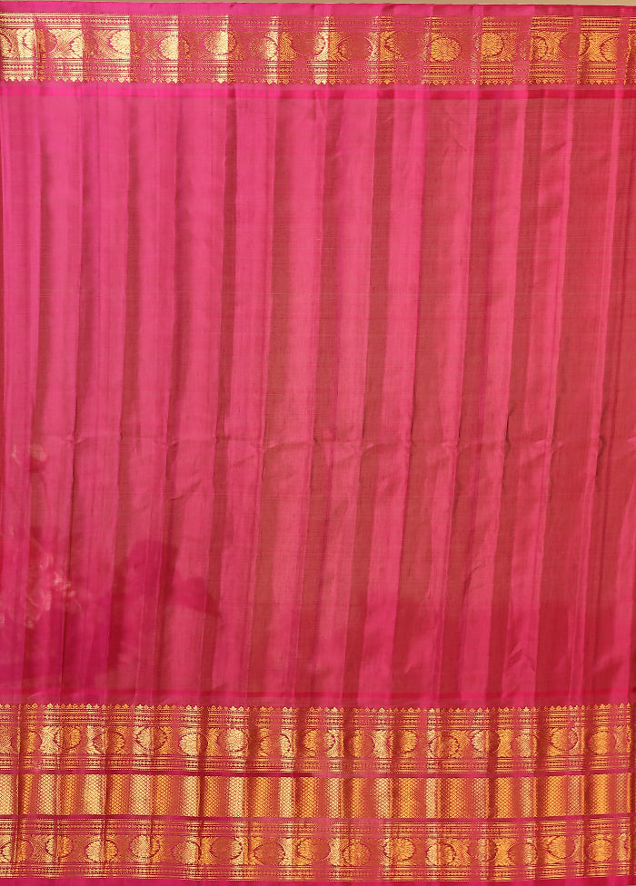 Green Gadwal Pure Silk Saree Without Blouse Piece