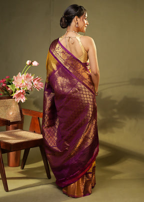 Yellow Gadwal Pure Silk Saree Without Blouse Piece