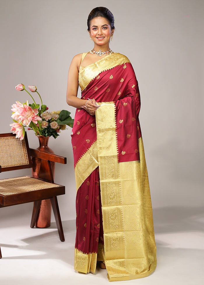 Purple Kanjivaram Silk Saree With Blouse Piece