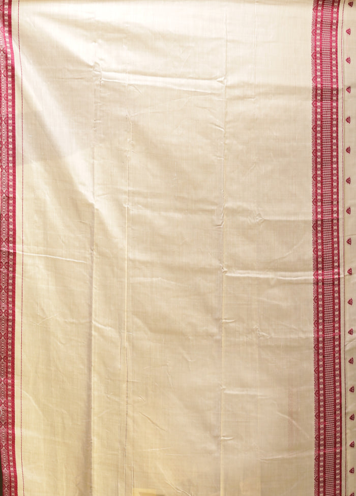 Cream Assam Silk Saree With Blouse Piece