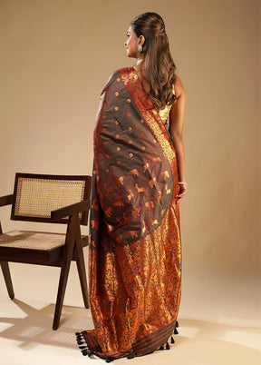 Green Assam Silk Saree With Blouse Piece