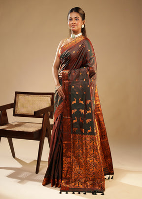Green Assam Silk Saree With Blouse Piece
