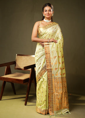 Green Assam Silk Saree With Blouse Piece