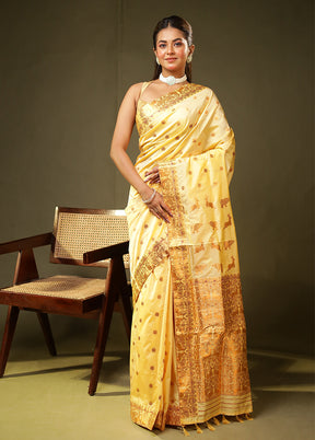 Yellow Assam Silk Saree With Blouse Piece