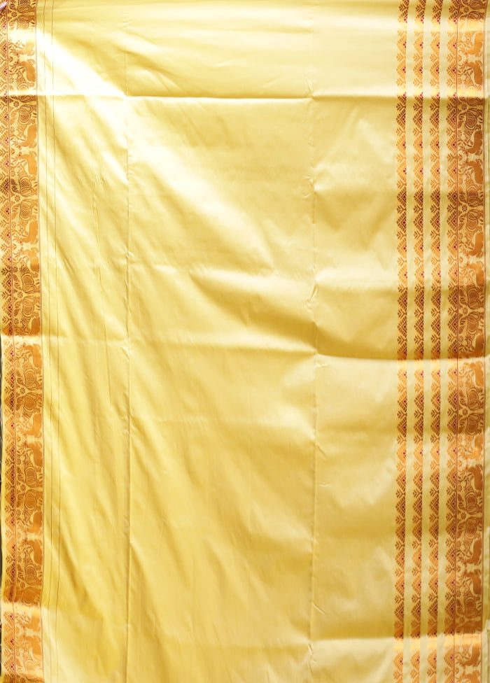 Yellow Assam Silk Saree With Blouse Piece