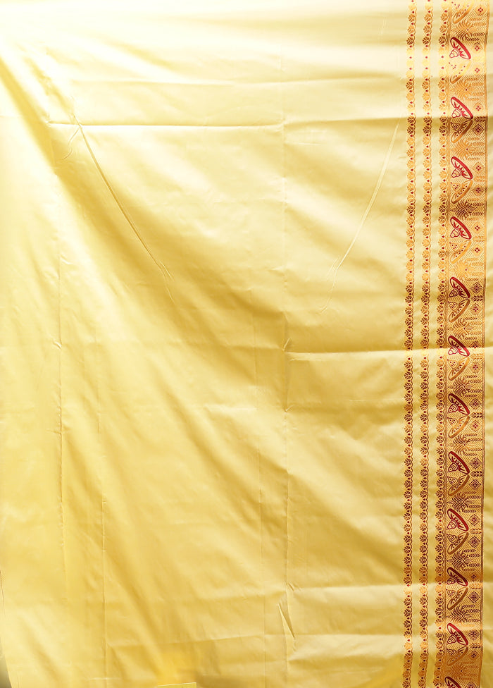 Yellow Assam Silk Saree With Blouse Piece