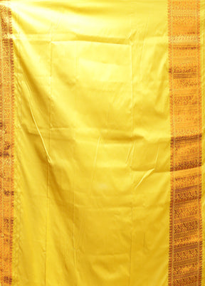 Yellow Assam Silk Saree With Blouse Piece