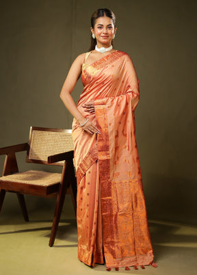 Pink Assam Silk Saree With Blouse Piece
