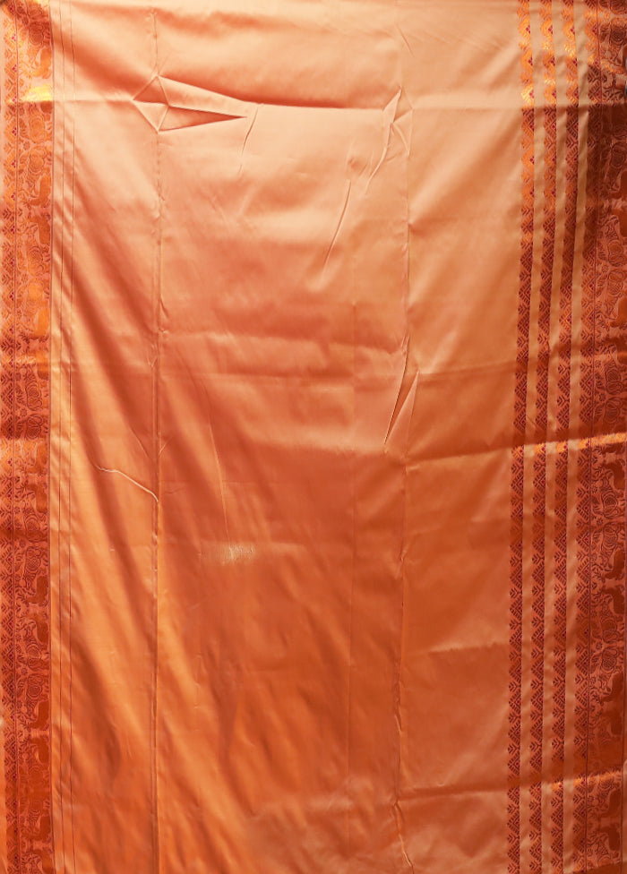Pink Assam Silk Saree With Blouse Piece
