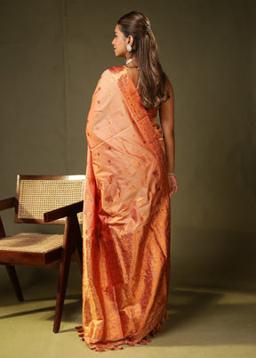 Pink Assam Silk Saree With Blouse Piece