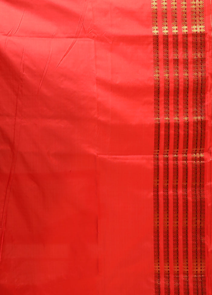 Red Assam Silk Saree With Blouse Piece