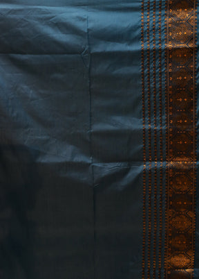 Blue Assam Silk Saree With Blouse Piece