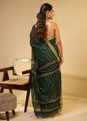 Green Matka Silk Saree With Blouse Piece