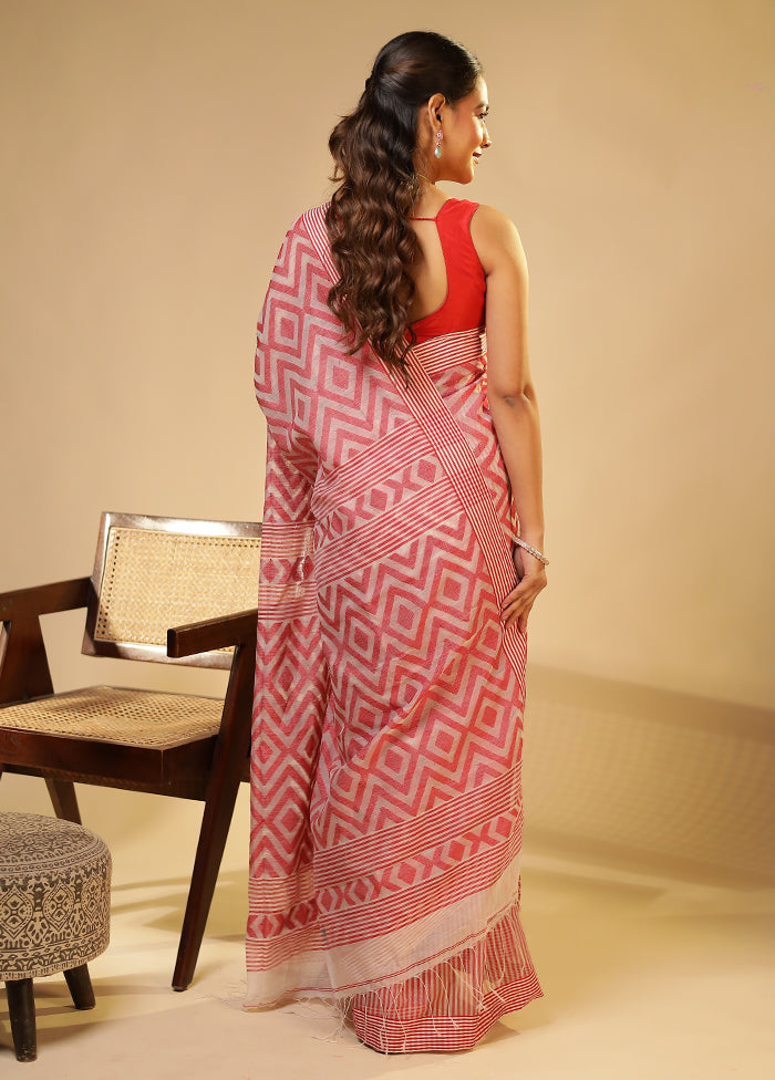 Cream Matka Silk Saree With Blouse Piece