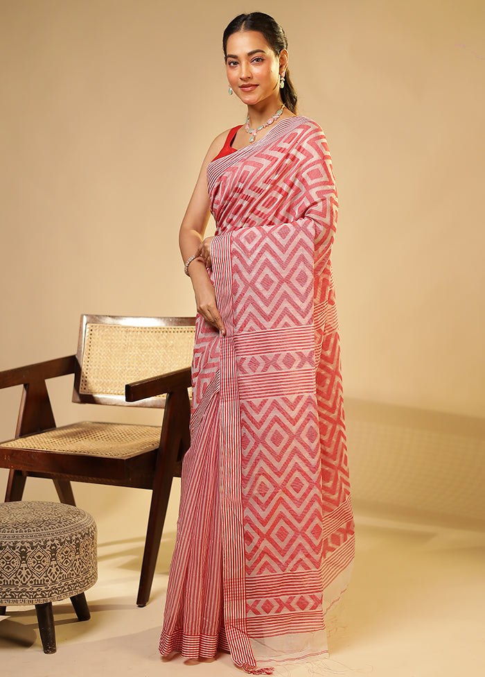 Cream Matka Silk Saree With Blouse Piece