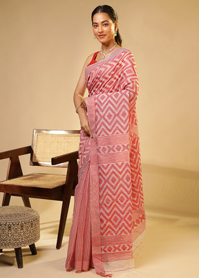 Cream Matka Silk Saree With Blouse Piece