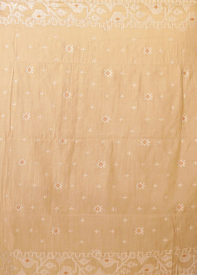 Cream Matka Silk Saree With Blouse Piece