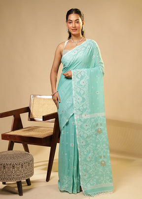 Green Matka Silk Saree With Blouse Piece