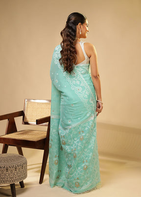 Green Matka Silk Saree With Blouse Piece