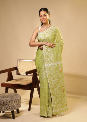 Green Matka Silk Saree With Blouse Piece