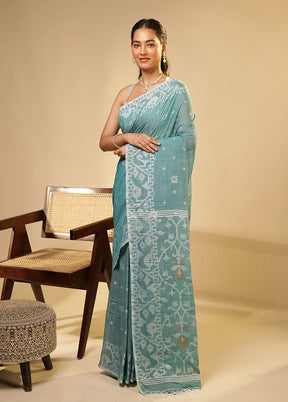Green Matka Silk Saree With Blouse Piece