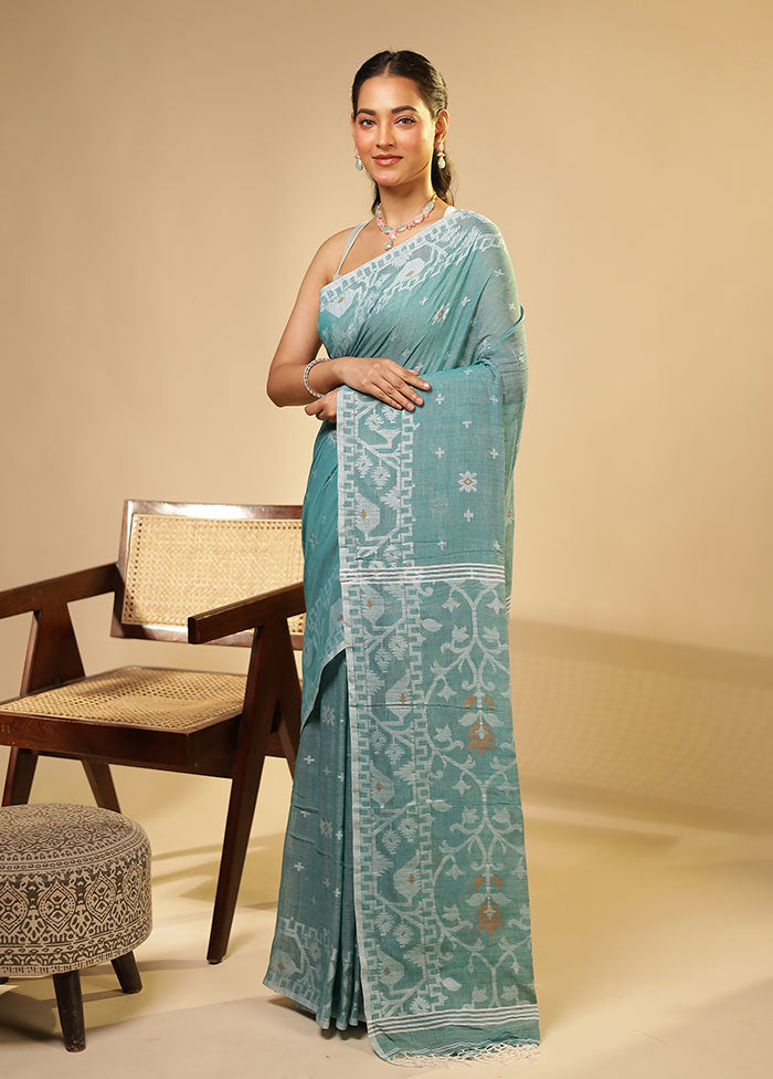 Green Matka Silk Saree With Blouse Piece