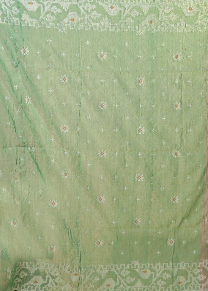 Green Matka Silk Saree With Blouse Piece