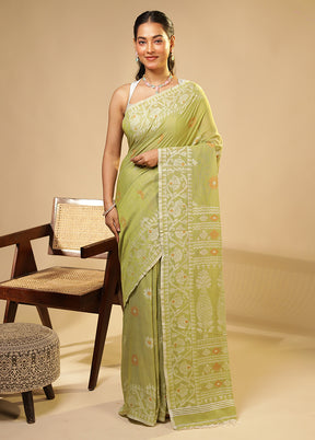 Green Matka Silk Saree With Blouse Piece
