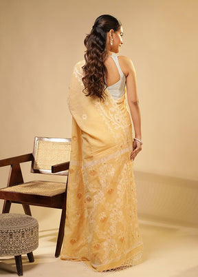 Peach Matka Silk Saree With Blouse Piece