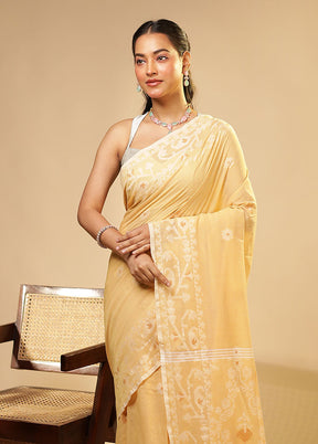 Peach Matka Silk Saree With Blouse Piece