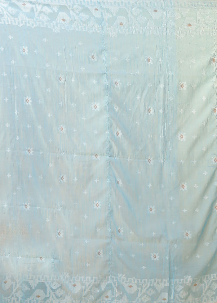 Blue Matka Silk Saree With Blouse Piece