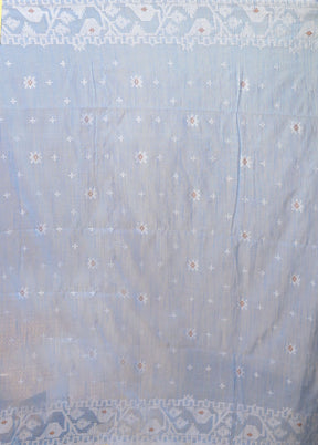 Blue Matka Silk Saree With Blouse Piece