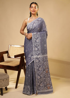 Blue Matka Silk Saree With Blouse Piece