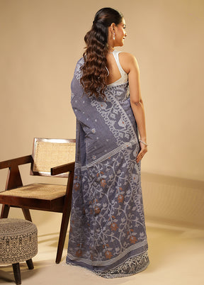 Blue Matka Silk Saree With Blouse Piece