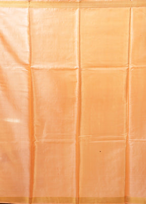 Peach Handloom Tussar Pure Silk Saree With Blouse Piece