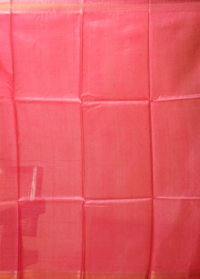 Purple Handloom Tussar Pure Silk Saree With Blouse Piece