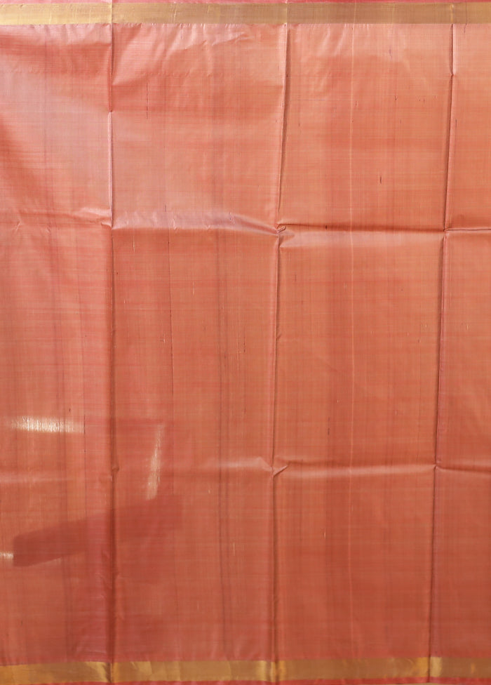 Purple Handloom Tussar Pure Silk Saree With Blouse Piece
