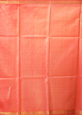 Pink Handloom Tussar Pure Silk Saree With Blouse Piece